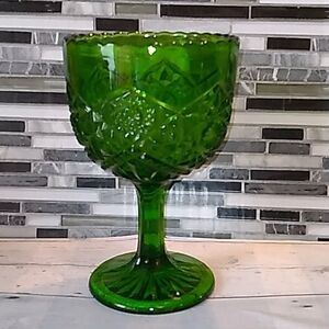 Vintage green Jeanette glass compote